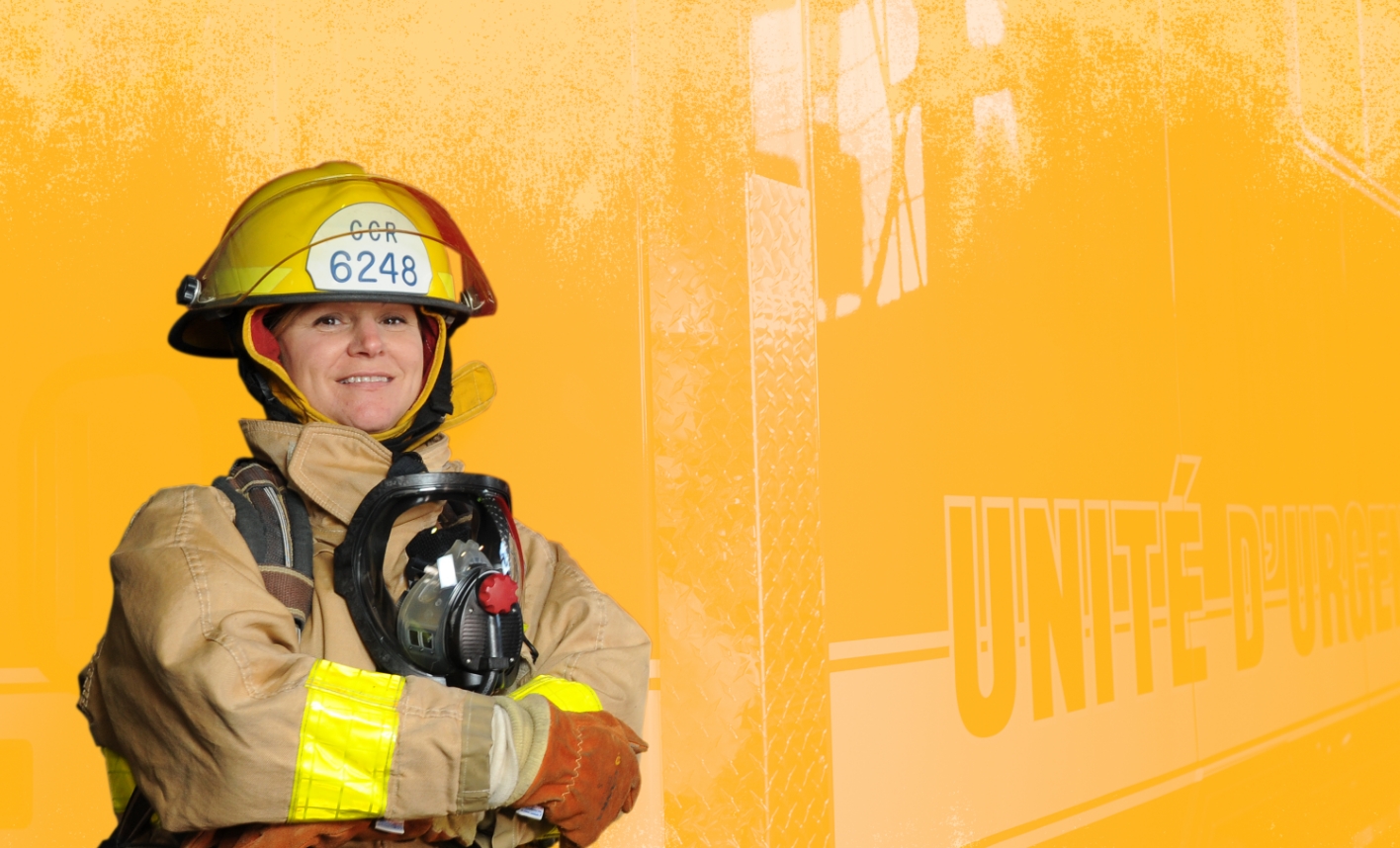 Smiling firefighter in