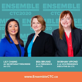 Lily Chang, Bea Bruske et Siobhan Vipond, candidates de l'équipe Ensemble CTC Photo de Lily Chang, Bea Bruske, Siobhan Vipond