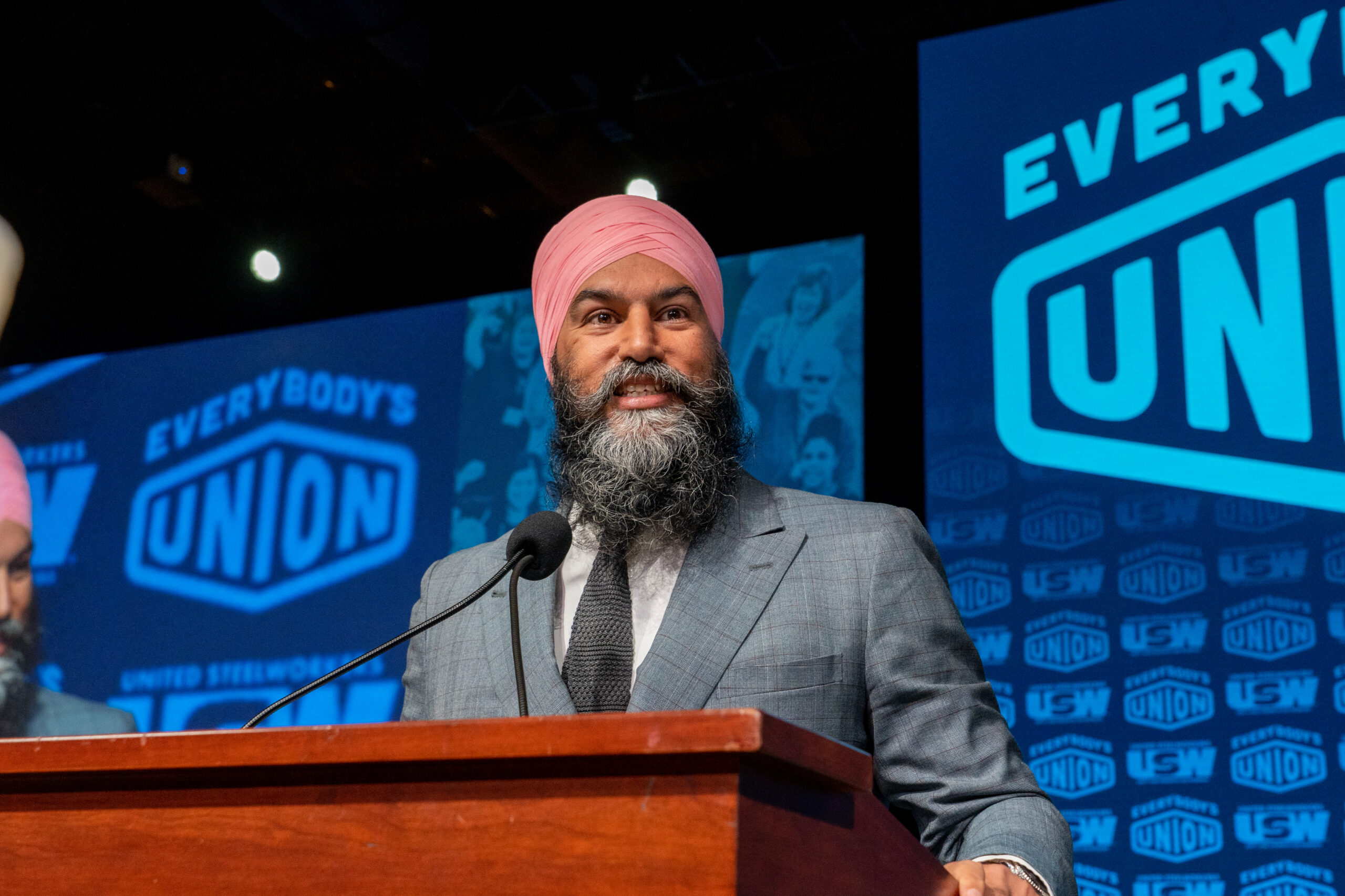 NDP Leader Jagmeet Singh speaking at the USW International Convention