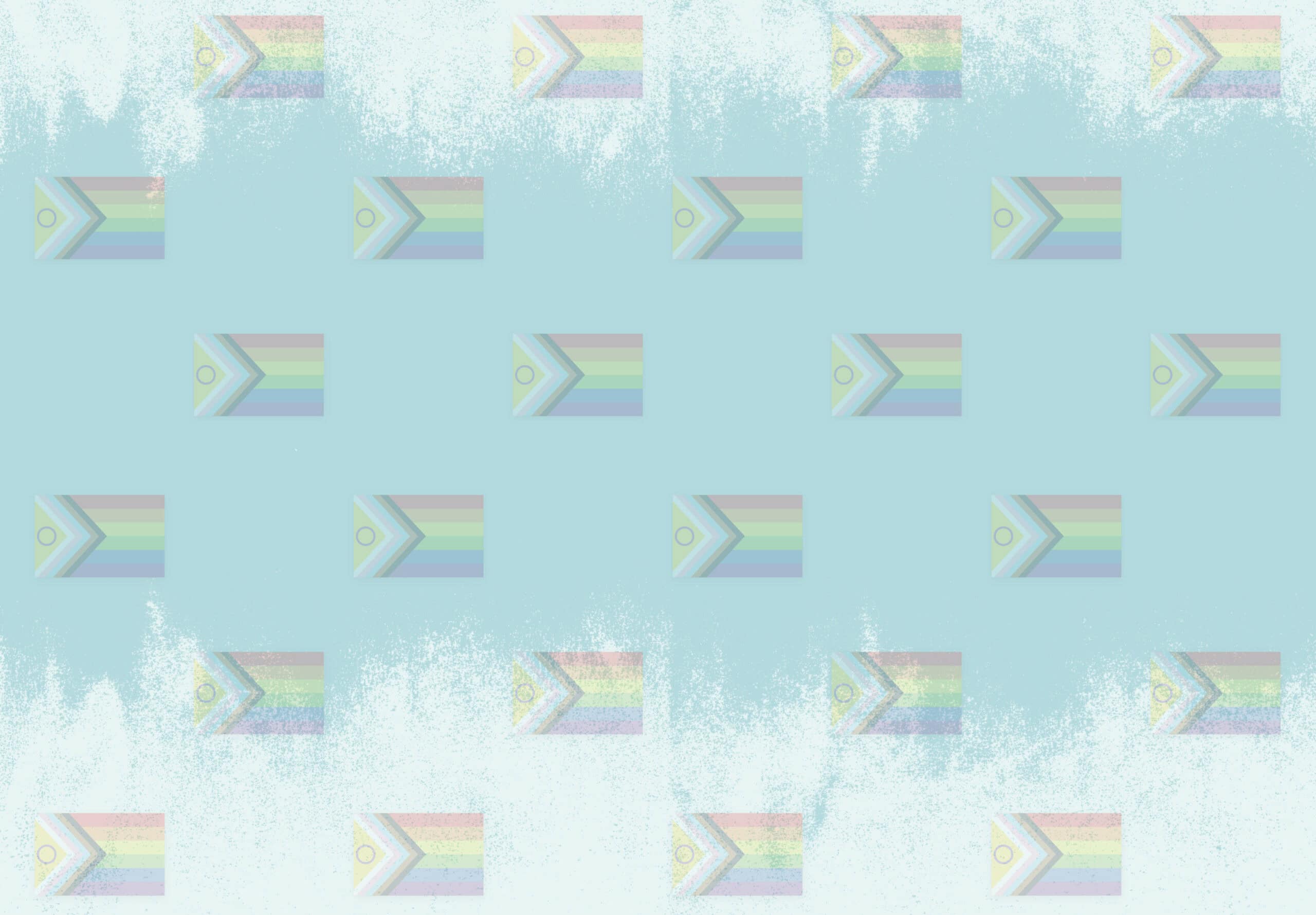 Image: Textured blue background with a collage of progress flags.